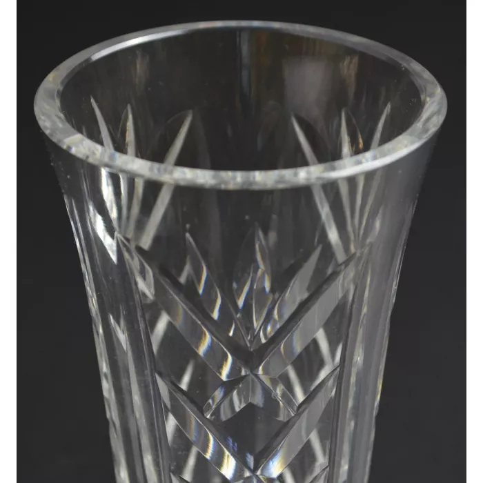 Clear Crystal Champagne Glass - Fluted Etched Pattern - 7" Tall