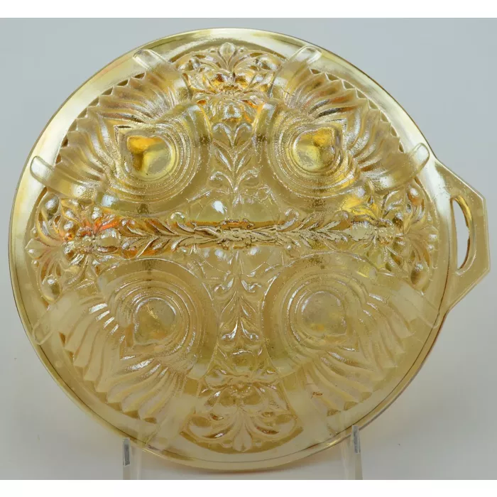 Indiana Glass 2 Part Relish Dish - Killarney Marigold Pattern - 7.5" Round