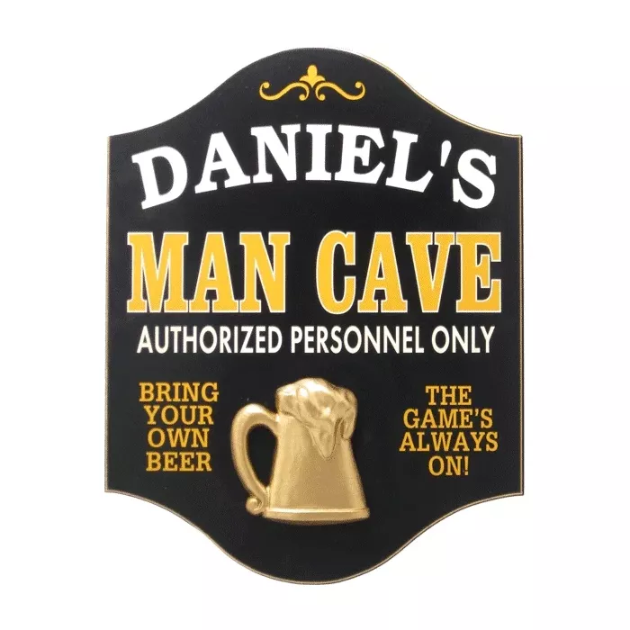 Man Cave Hanging Wooden Sign - Authorized Personnel Only - Personalized