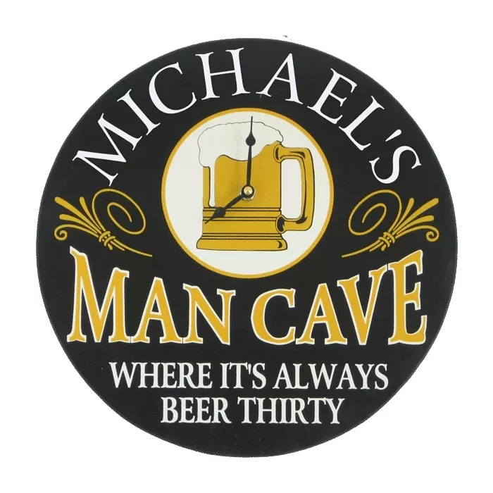 Decorative Wall Clock - Man Cave - Personalized Wood Sign