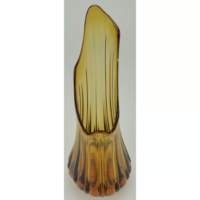 Amber Art Glass Swung Stretch Vase - 20.5" Tall