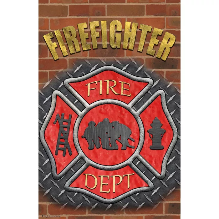 Flag Emotes - Double Sided Garden Flag - Firemans Cross Brick Background