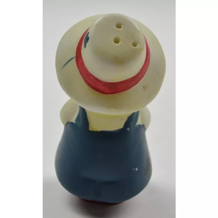 Woman In Blue Dress And White Hat Porcelain Salt Shaker - 3" Tall