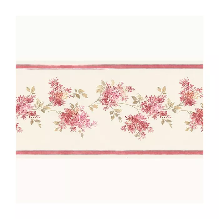 Lilac Wallpaper Border Cream, Pink, Red Norwall Wallcovering FK78461
