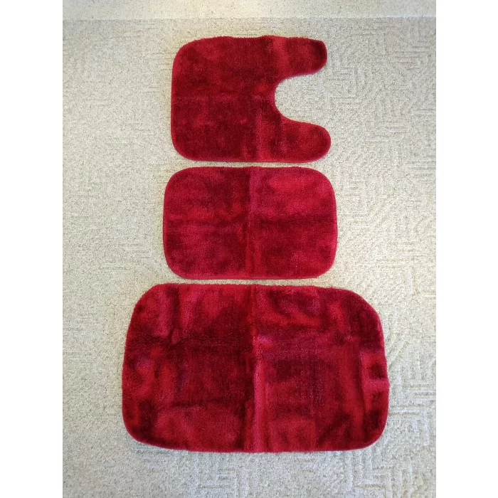 Mccluney Traditional 3 Piece Bath Rug Set - Red