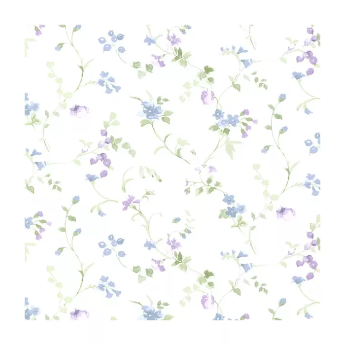 Floral Vine Wallpaper Light Green, Purple, Blue Norwall Wallcovering PR33823
