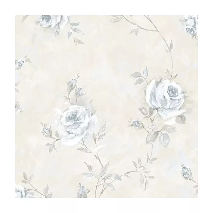 Painted Rose Trail Wallpaper Blue, Beige, Grey Norwall Wallcovering RG35737