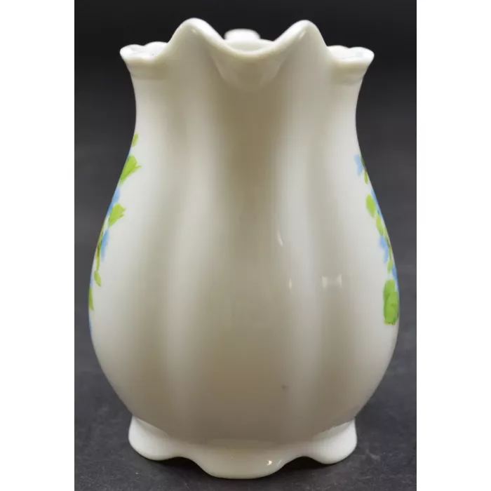 Porcelain Creamer Pitcher - Hand Painted Blue Floral Pattern - Signed Lindy