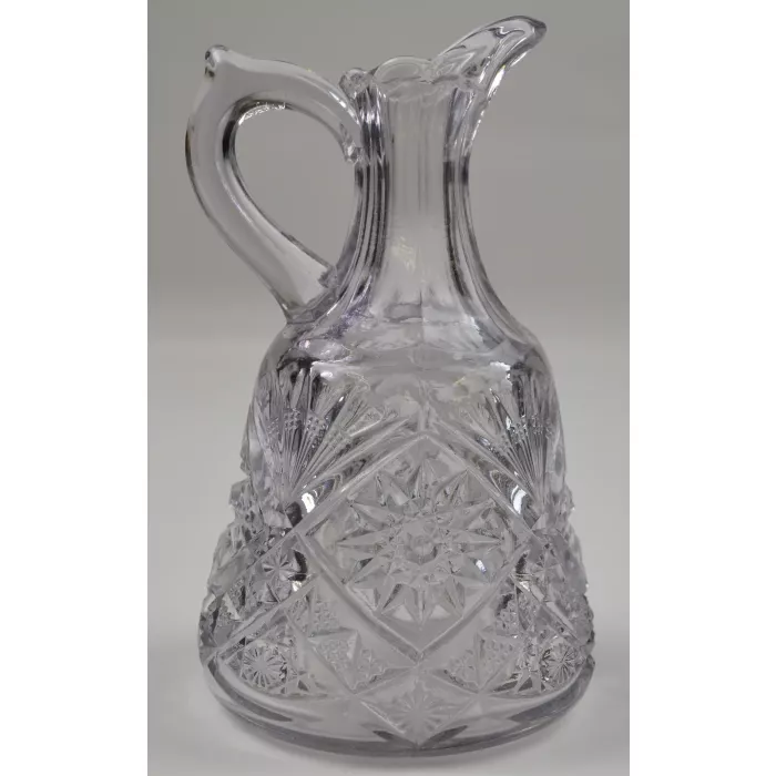 Clear Cut Glass Oil & Vinegar Cruet With Stopper - 7.25" Tall