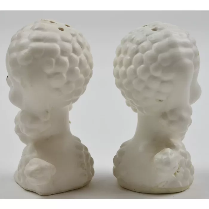 Vintage White Ceramic Poodle Salt & Pepper Shakers - 3.25" Tall