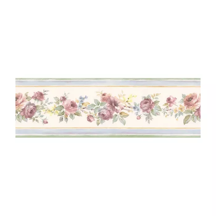 White Wedding Wallpaper Border Pink, Blue, Yellow, Green, Cream Norwall Wallcovering PR79649
