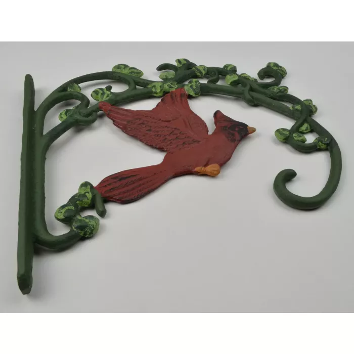 Cast Iron Plant Hanger Hook - Cardinal In Flight - 10" Tall