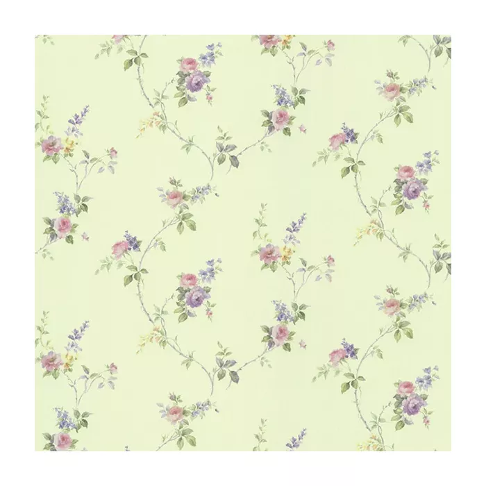 Laura's Trail Wallpaper Green, Pink, Purple, Light Blue Norwall Wallcovering PR33810
