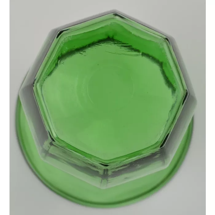 Large Green Glass Flower Vase - Panel Design - 9.75" Tall