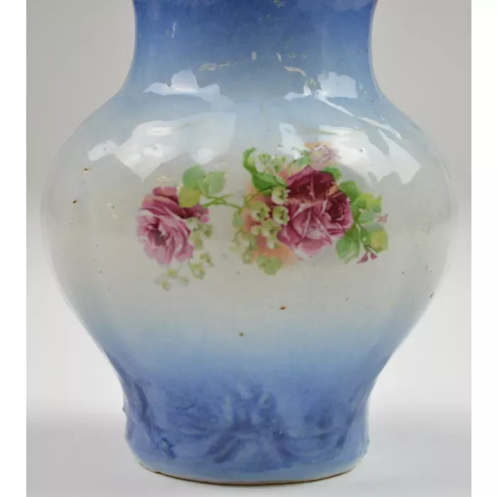 Vintage Handmade Vase - Rose Bush Floral Pattern - 5.25" Tall