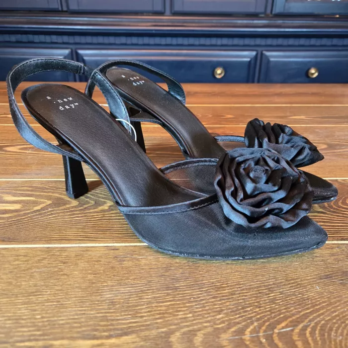 Women's Black Slingback Heels Fleur Florette Sz 10