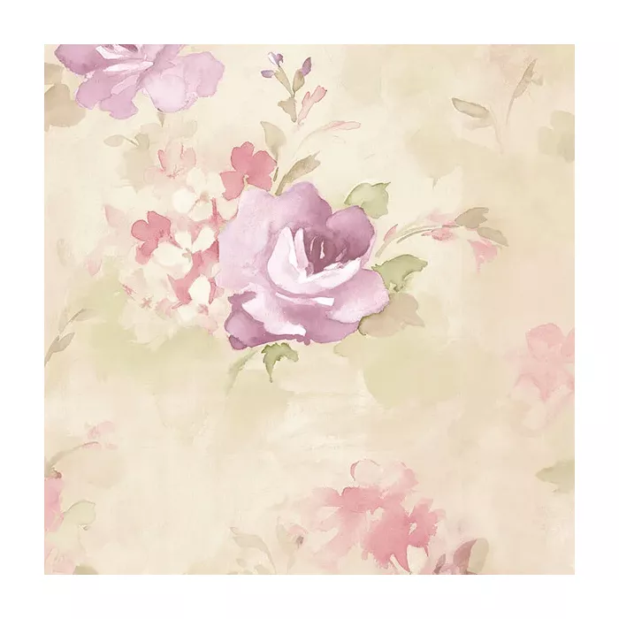 Morning Dew Wallpaper Purple, Cream, Pink, Green Norwall Wallcovering AB42419