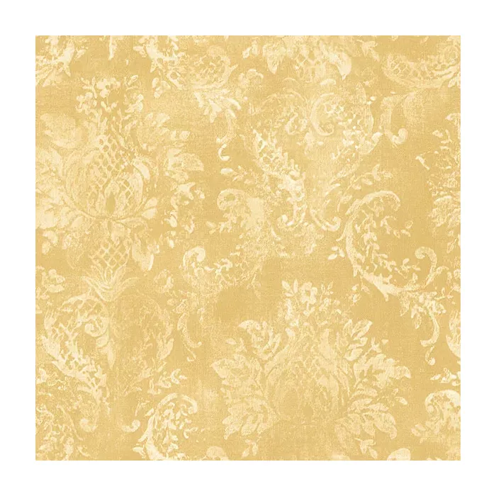 Canvas Damask Wallpaper Yellow, Cream Norwall Wallcovering SD25655