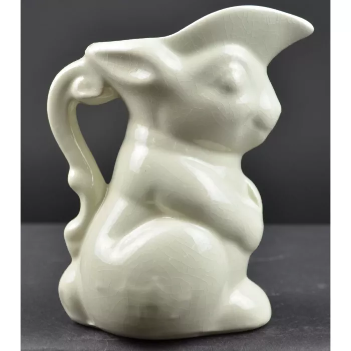 Ceramic White Rabbit Pitcher - Reproduction Of Original McCoy - 5.25" Tall