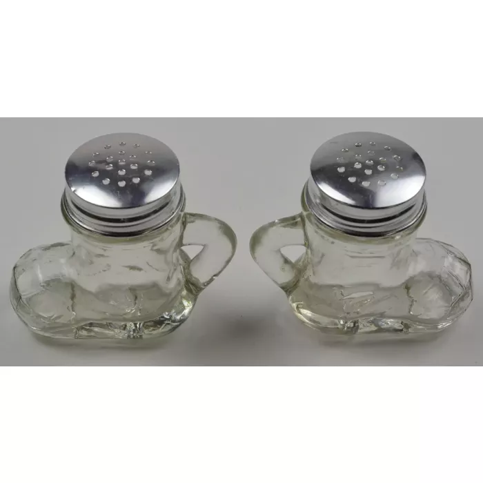 Clear Glass Boot Shaped Salt & Pepper Shakers - 2.375" Tall