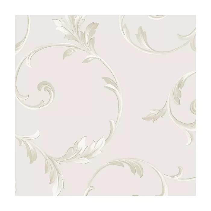 In-register Scroll Wallpaper Light Beige, Taupe, Metallic Gold Norwall Wallcovering IM36417
