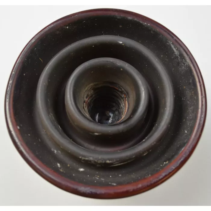 Vintage Brown Ceramic Threaded Insulator