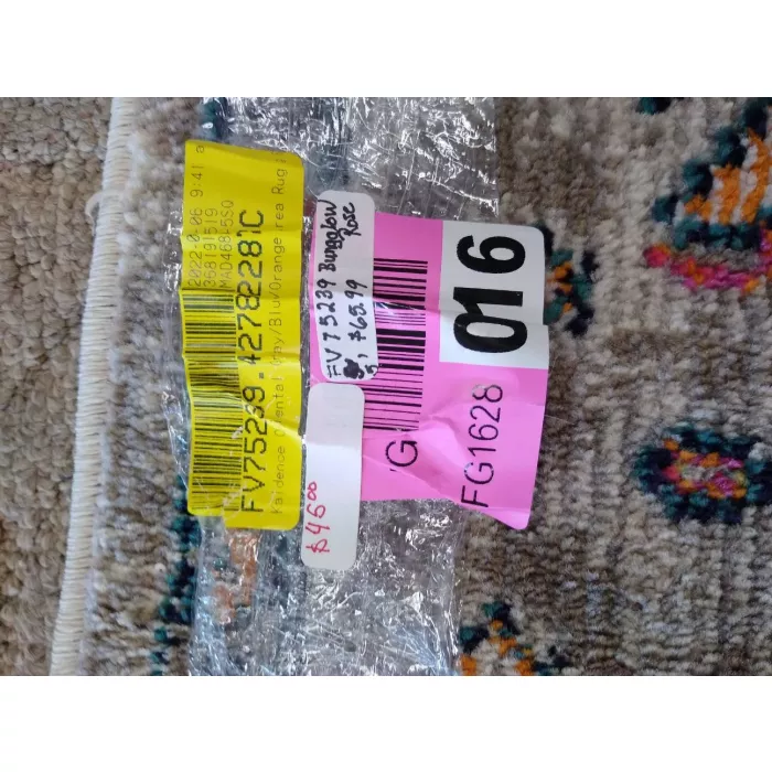Kaidence Oriental Gray/Blue/Orange Area Rug - Square 5ft