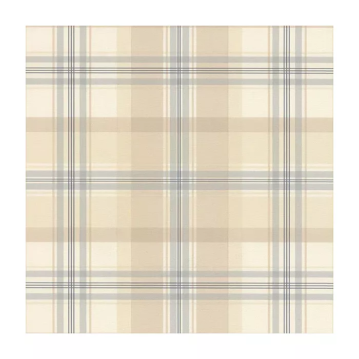 Plaid Wallpaper Cream, Beige, Blue, Navy Norwall Wallcovering HM26315