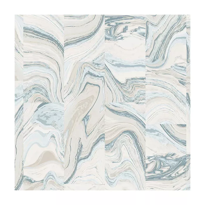 Agate Tile Wallpaper Blue, Blue Green, Turquoise, Cream, Tidewater Norwall Wallcovering G67974