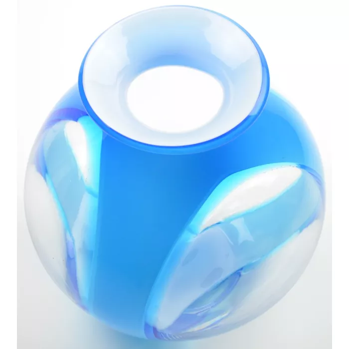 Blue Art Glass Vase - 10" Tall