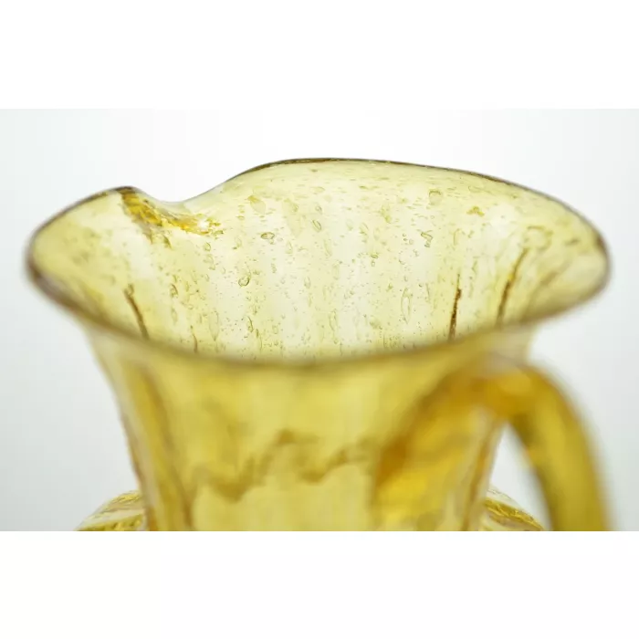 Vintage Amber Crackle Glass Pitcher - 3.5" Tall