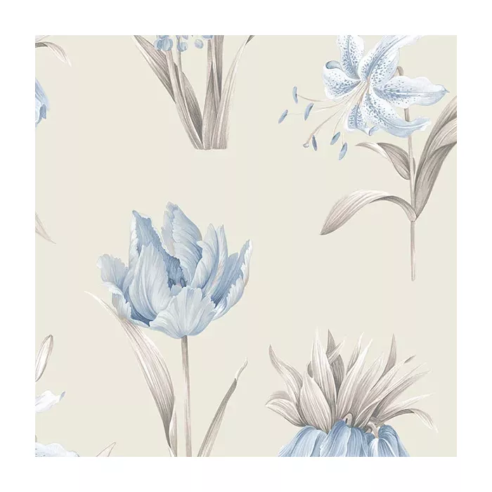 Botanical Floral Wallpaper Beige, Blue, Grey Norwall Wallcovering PA34239