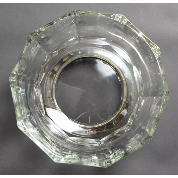 Clear Glass Panel Pattern Bowl With Silver Plated Base - Marked Italy 54