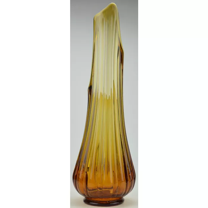 Amber Art Glass Swung Stretch Vase - 20.5" Tall