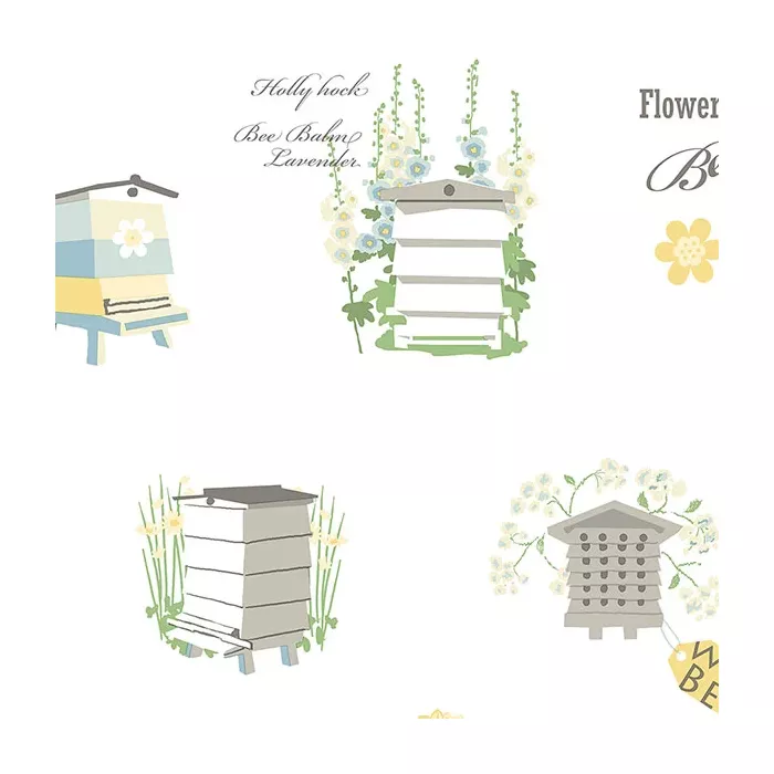 Bee Hive Wallpaper Yellow, Green, Grey Norwall Wallcovering FK34423