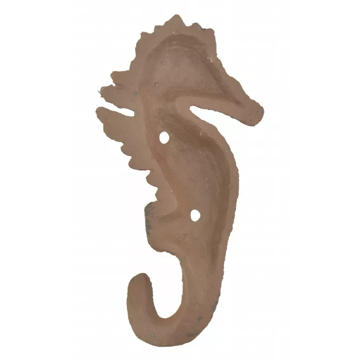 Cast Iron Wall Hook - Rust Seahorse Design - 5.5" Tall