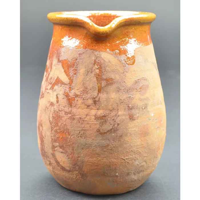 Collectible Brown Glaze Stone Pottery Pitcher With Handle - 6.25