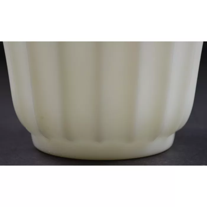Vintage Fluted Milk Glass Scalloped Edge Planter - 5.25" Tall