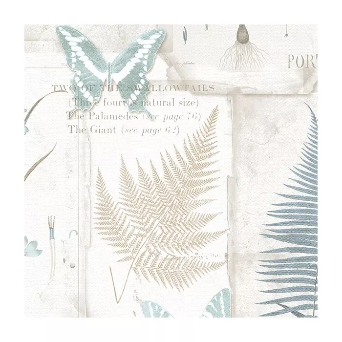 Parchment Ferns Wallpaper Blue, Taupe Norwall Wallcovering FK34414
