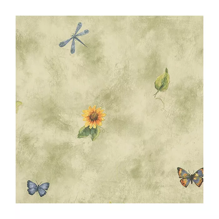 Sunflower Spot Wallpaper Green, Yellow, Blue, Orange, Black Norwall Wallcovering BG19541