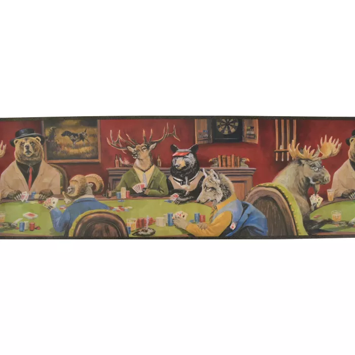 Wallpaper Border Poker Night with Animals
