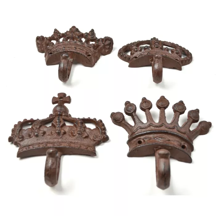 Cast Iron Wall Hook - Royal Crown Design - Set Of 4 - 5" Wide