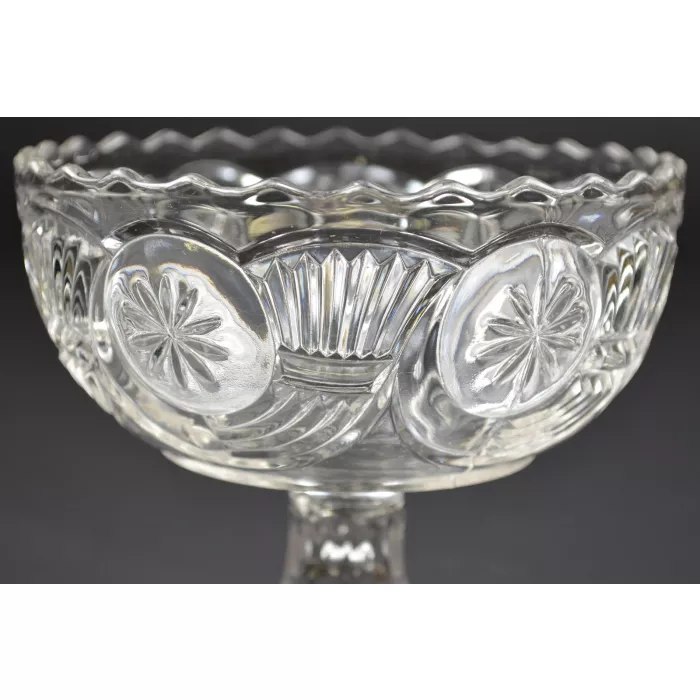 Clear Glass Horn Of Plenty Pattern Compote - 5.25" Tall