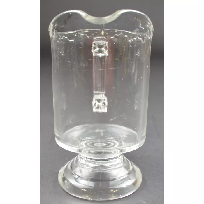 Clear Glass Creamer Pitcher - Drip Pattern & Wood Style Handle - 5.625" Tall