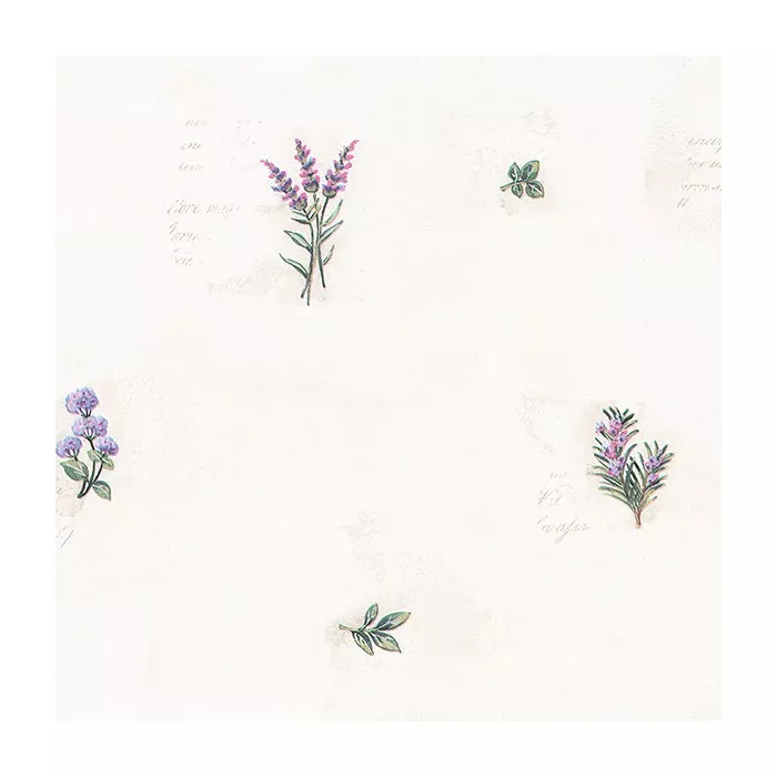 Herb Flowers Sidewall Wallpaper Pink, Green, Beige Norwall Wallcovering KV27431