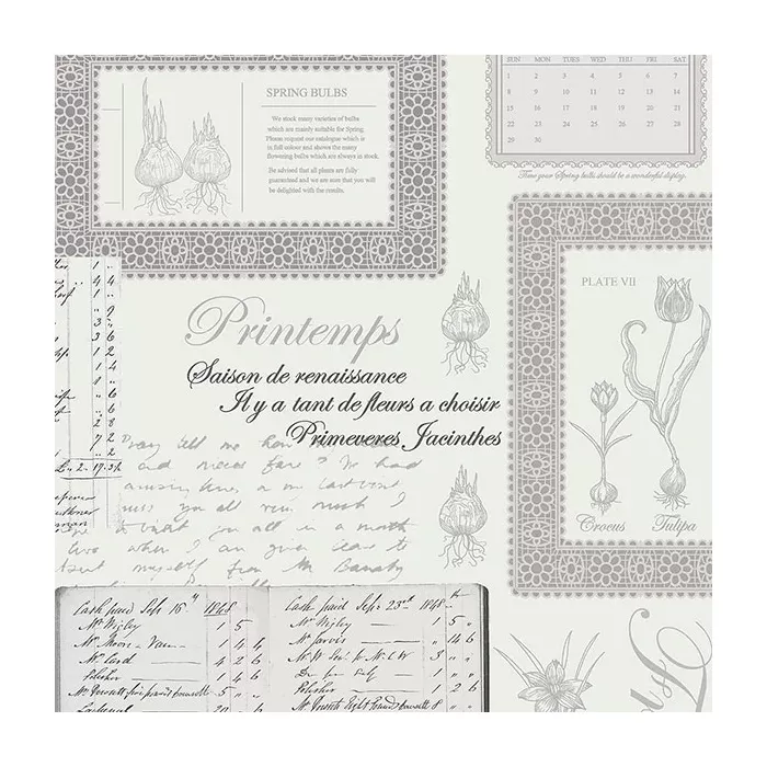 Printemps Script Wallpaper Black, Grey Norwall Wallcovering FK34417