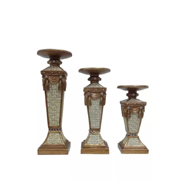 D'Lusso Designs - Drape Collection - Three Piece Pillar Candle Holder Set