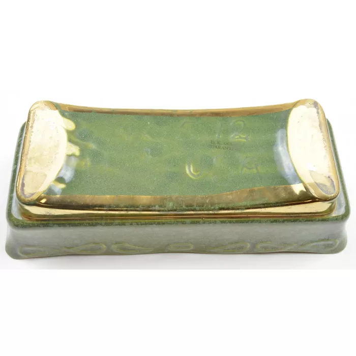 USA 23 Karat Gold Trimmed Green Planter - 40512 - 12" Long