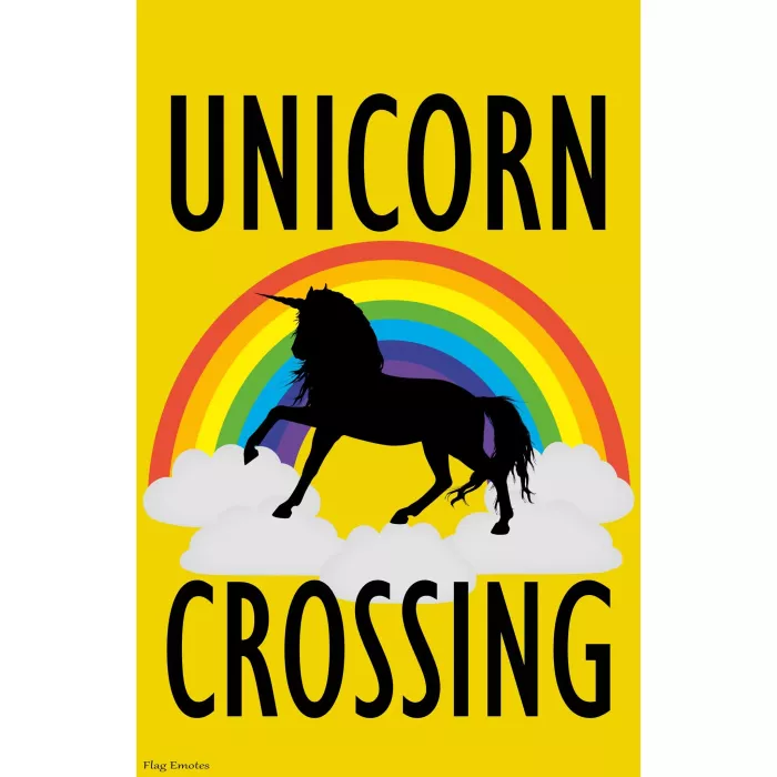 Flag Emotes - Double Sided Garden Flag - Unicorn Crossing