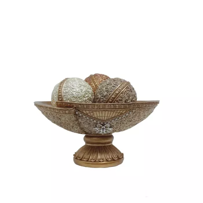 D'Lusso Designs - Flower Collection - Decorative Bowl & Orbs Set
